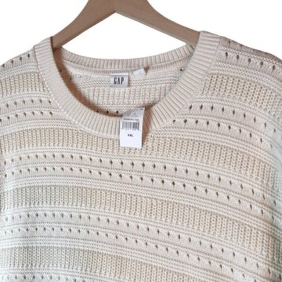 NWT GAP Cream Cotton Sweater Size XXL 100% Cotton Knit Pullover Medium Chunky - Picture 4 of 7